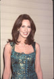 Hunter Tylo close-up photo print in green and gold silk corset at Soap Opera Digest Awards.