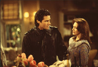 Ronn Moss in leather jacket and Hunter Tylo in sweater on the set of Bold & Beautiful