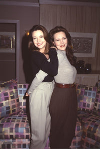 Bobbie Eakes hugging Hunter Tylo on set of The Bold and the Beautiful photo print
