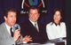 Mel Gibson, John Travolta, and Sandra Bullock at NATO/Showest '96 Convention Photo Print