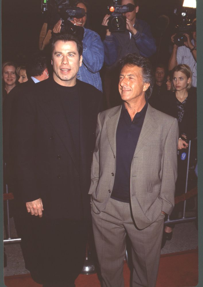John Travolta and Dustin Hoffman at Mad City Premiere Photo Print