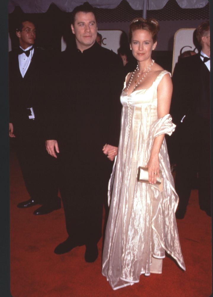 John Travolta and Kelly Preston at the 56th Golden Globe Awards Photo Print