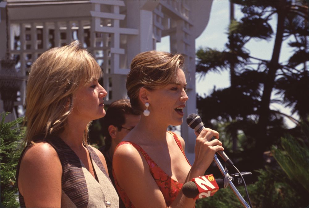 Kelly and Sharon Stone On Stage at Planet Hope Benefit Photo Print