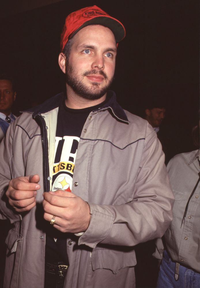 Garth Brooks close up in trench coat at NBC party photo print.