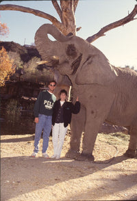 Colleen Dion with an elephant photo print