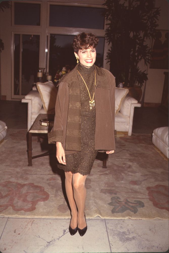 Colleen Dion photo print in brown dress and coat, elegant fashion photography