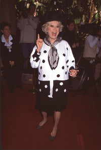 Phyllis Diller in black and white polka dot outfit - photo print