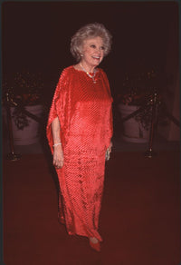 Phyllis Diller in a long red textured dress at the Inaugural Hope Ball photo print.