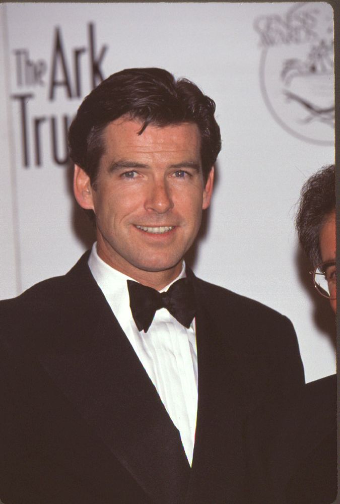 Close-up photo print of Pierce Brosnan in a bowtie at the Genesis Awards