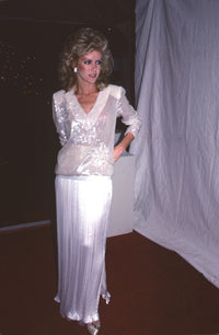 Donna Mills Long White Skirt Photo Print showcasing elegance and glamour.