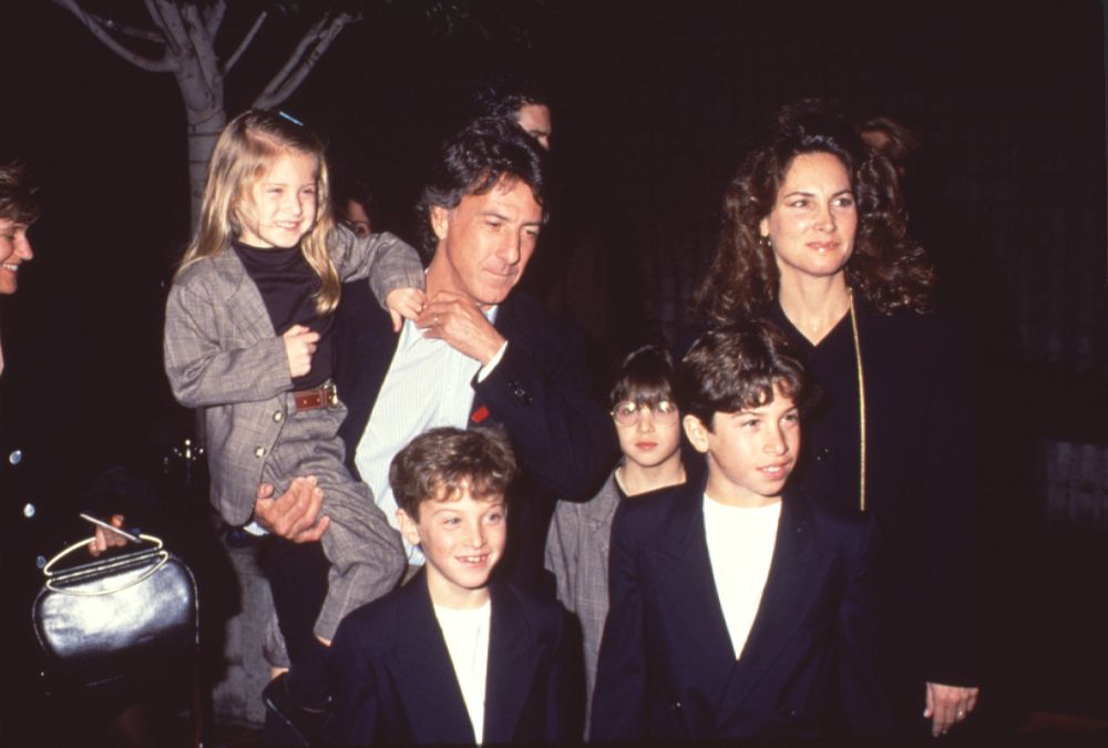 Dustin and Lisa Hoffman with Kids at Toys Premiere Photo Print