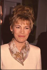 Vanna White close-up photo print in peach suit and floral scarf