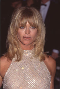 Goldie Hawn in a nude sparkle halter top at the Vanity Fair Oscar Party photo print