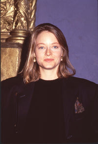 Jodie Foster close-up photo print in oversized jacket.