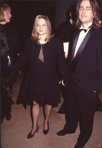 Jodie Foster photo print in elegant black dress and jacket.