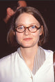 Jodie Foster close-up photo print in white jacket and brown glasses