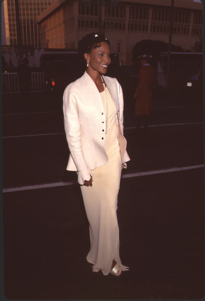 Suzzanne Douglas in a cream colored dress and jacket at the 4th Annual Diversity Awards.