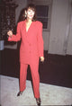 Jamie Lee Curtis photo print in red double-breasted suit