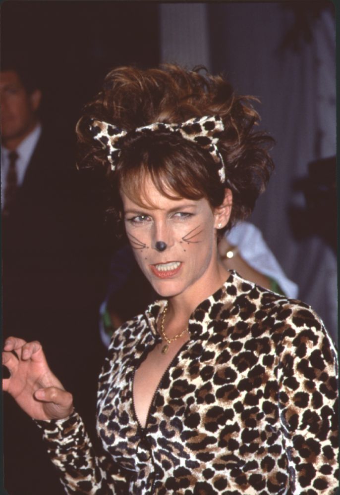 Jamie Lee Curtis close up in cat costume - Halloween photo print