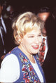 Bette Midler close-up photo print in blue sweater vest.