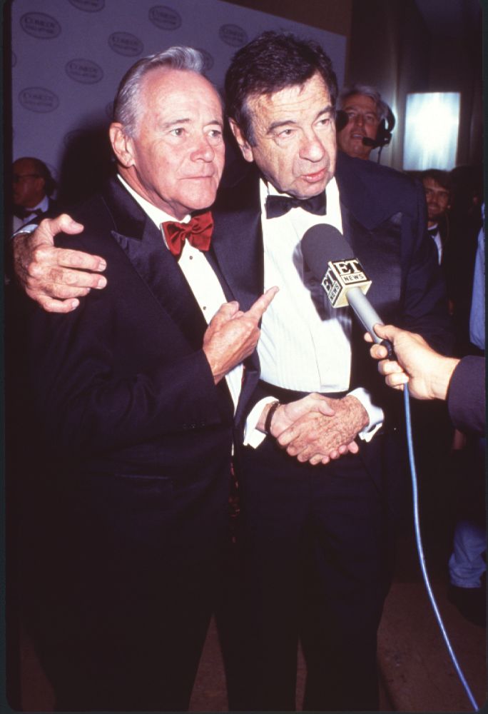 Jack Lemmon and Walter Matthau talking to reporters at Comedy Hall of Fame Awards photo print.