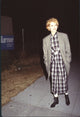 Geena Davis in black and white plaid dress photo print