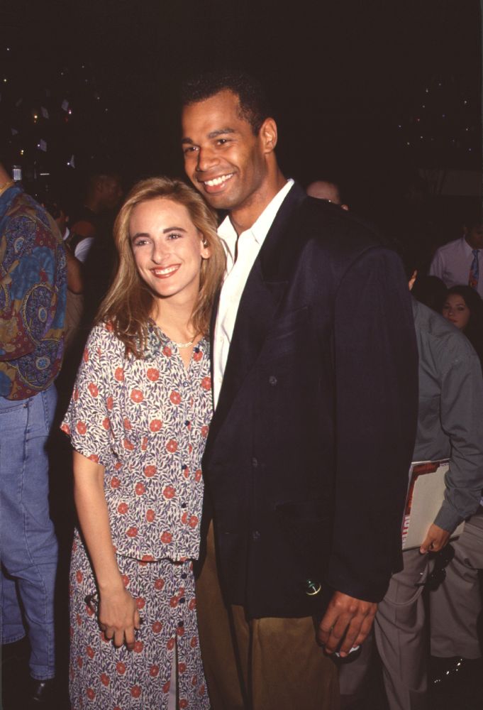 Marlee Matlin in floral outfit with Wolfgang Bodison at California Summer School for Arts photo print.