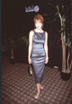 Tori Spelling in gray striped dress at NATO Showest photo print