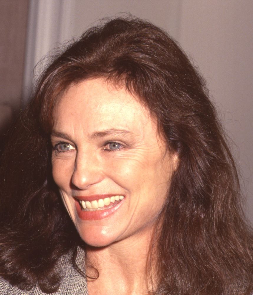 Jacqueline Bisset close-up photo print in tweed blazer at Golden Globes