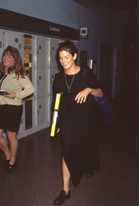 Sandra Bullock in elegant black long sleeve dress photo print.