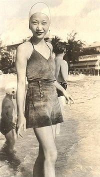 Anna May Wong Swimming Cap Photo Print showcasing classic Hollywood elegance.