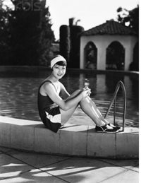 Anna May Wong Pool Photo Print showcasing classic Hollywood glamour.