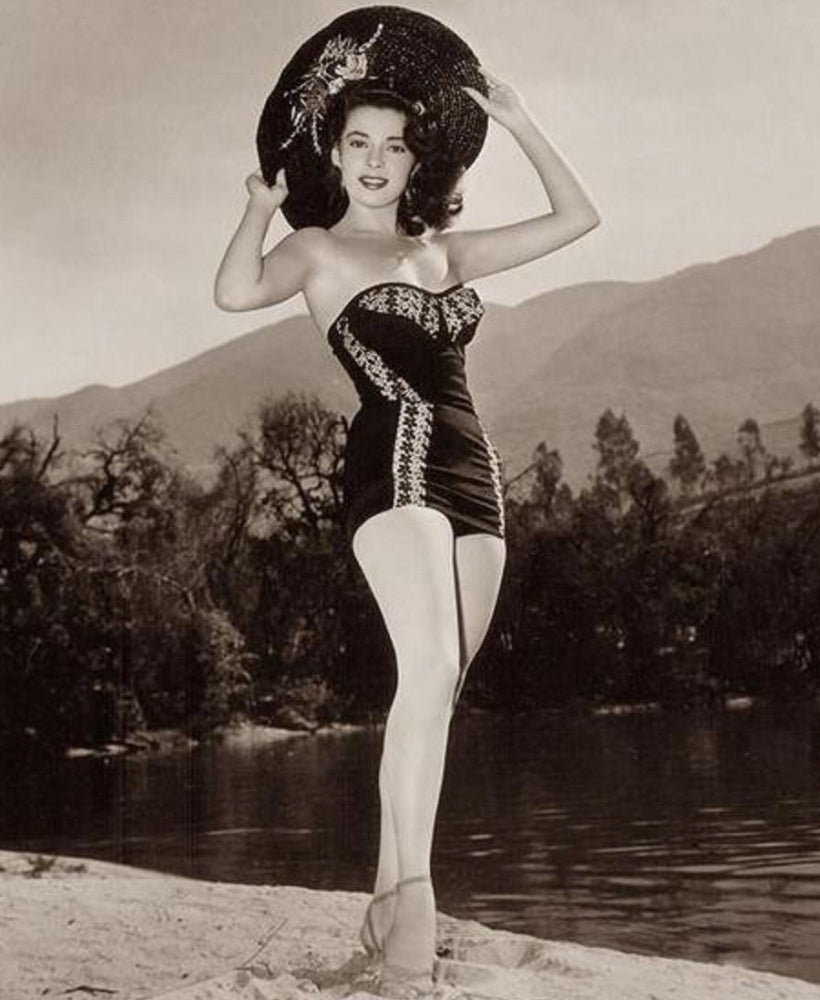 Abbe Lane Portrait in Hat Photo Print showcasing vintage elegance.