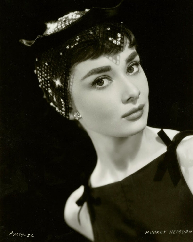 Audrey Hepburn Headpiece Photo Print showcasing classic Hollywood elegance.