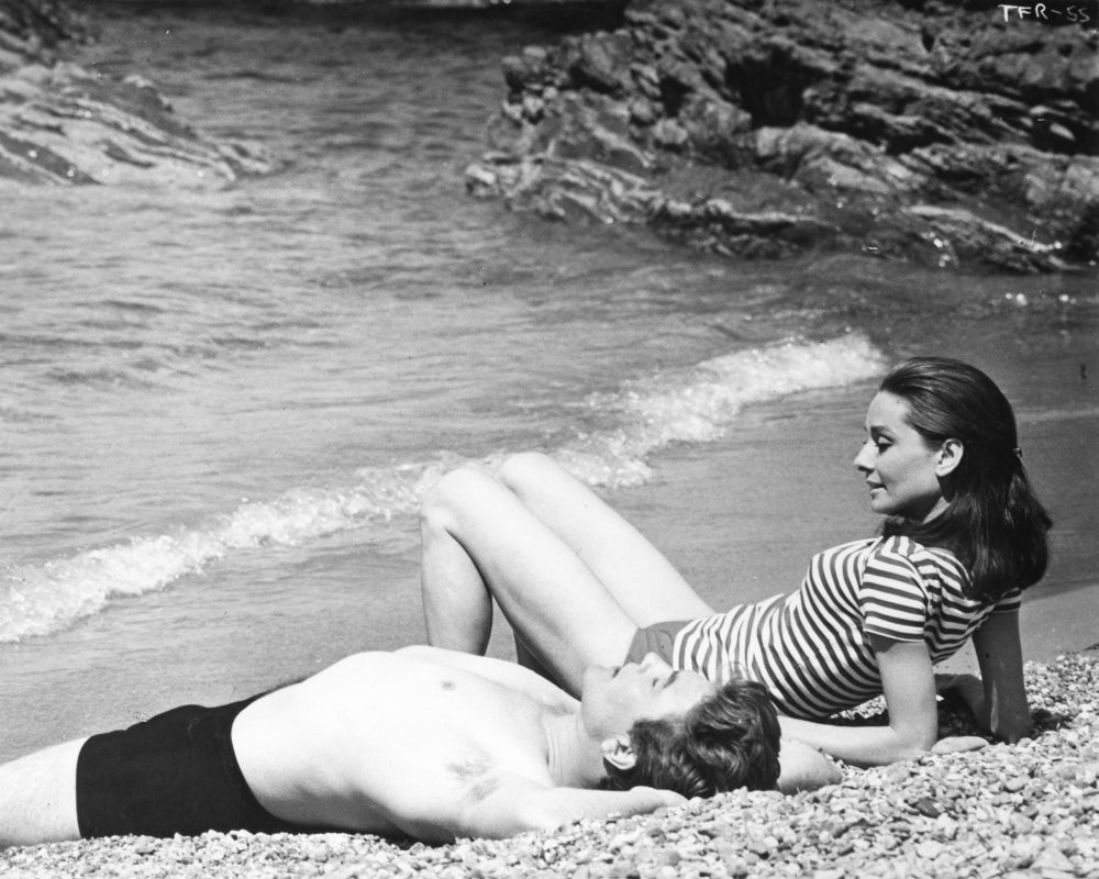 Audrey Hepburn Rocky Beach Photo Print - Iconic image of Audrey Hepburn by the ocean