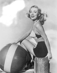 Aurdey Totter Beach Ball Photo Print showcasing a colorful beach scene.