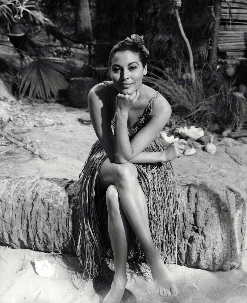 Ava Gardner Grass Skirt Photo Print showcasing vintage Hollywood glamour.