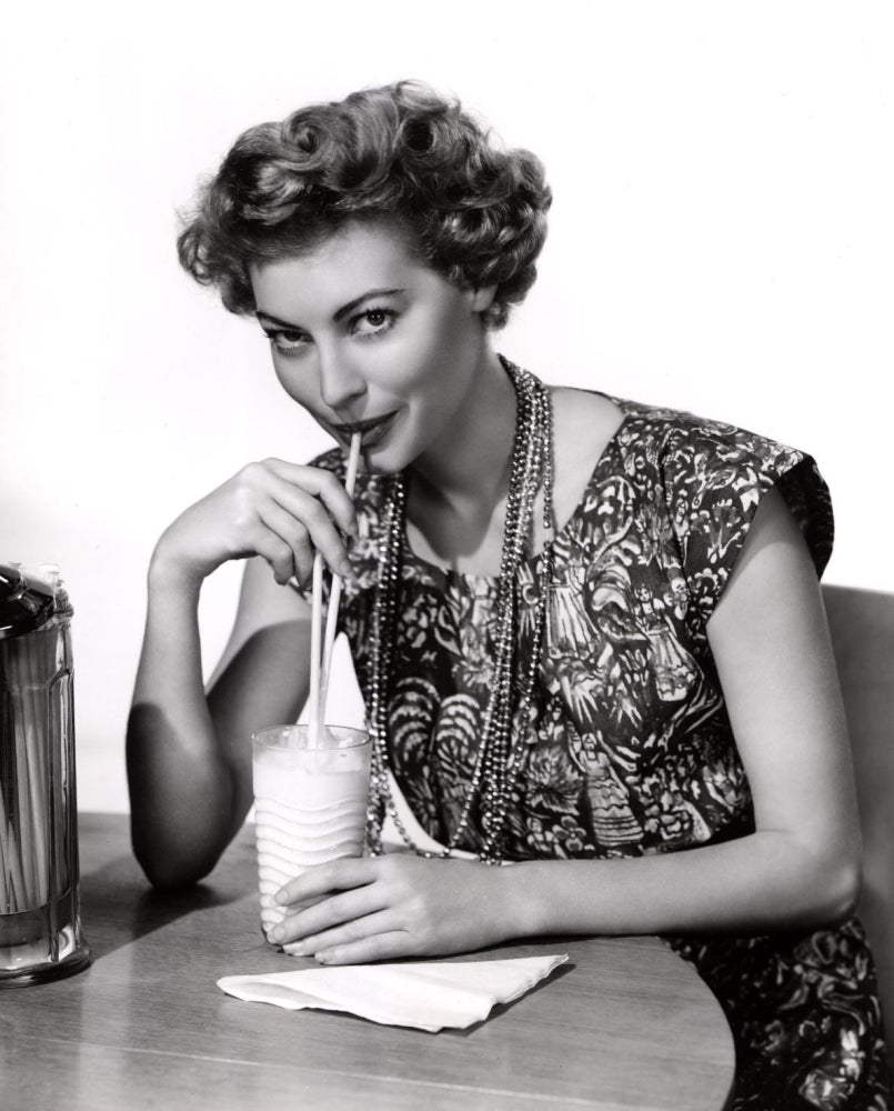 Ava Gardner Milkshake Photo Print showcasing classic Hollywood charm.