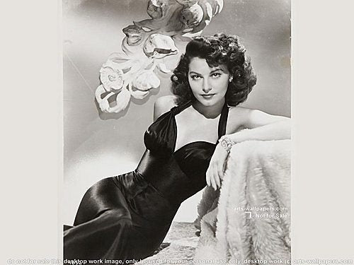 Ava Gardner in a stunning black dress photo print capturing Hollywood glamour.