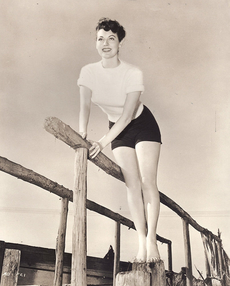 Ava Gardner Wooden Beam Photo Print showcasing classic Hollywood elegance.