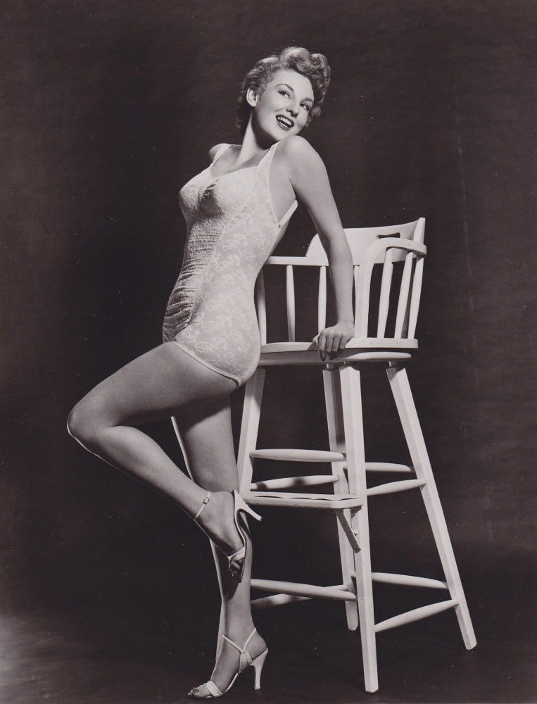 Allison Hayes Chair Photo Print showcasing vintage Hollywood elegance.