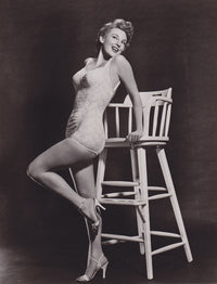 Allison Hayes Chair Photo Print showcasing vintage Hollywood elegance.
