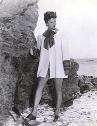 Ava Gardner in a classic white coat photo print