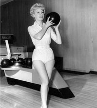 Barbara Eden Bowling Photo Print showcasing classic charm.