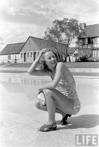 Barbara Stanwyck Poolside Photo Print - Vintage Hollywood Elegance