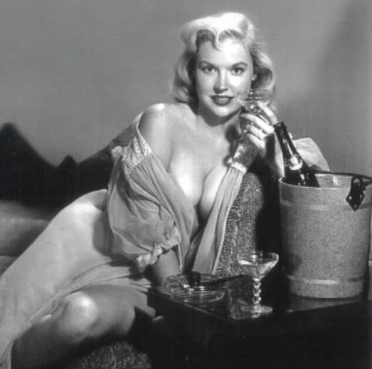 Betty Brosmer Drinking Photo Print showcasing vintage beauty.