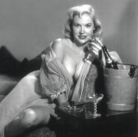 Betty Brosmer Drinking Photo Print showcasing vintage beauty.