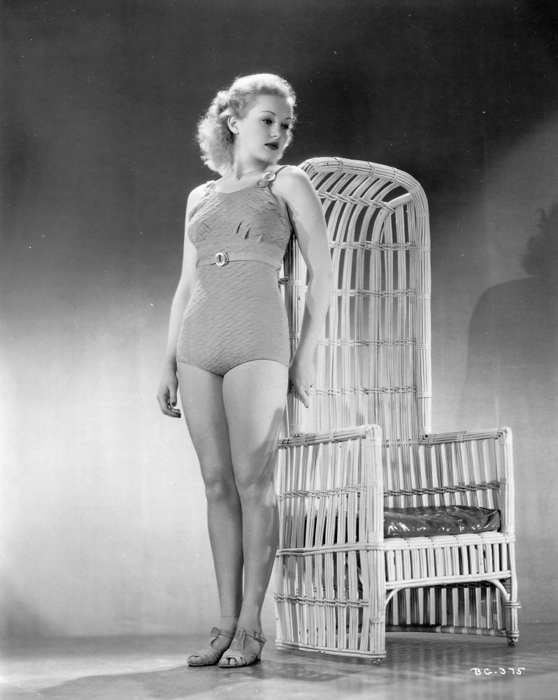 Betty Grable Chair Photo Print showcasing classic Hollywood glamour
