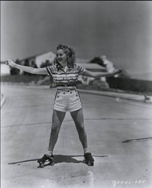 Betty Grable roller skating photo print