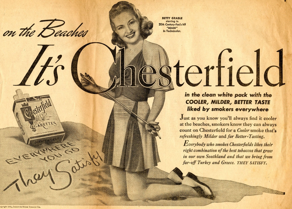 Betty Grable Chesterfield advertisement photo print